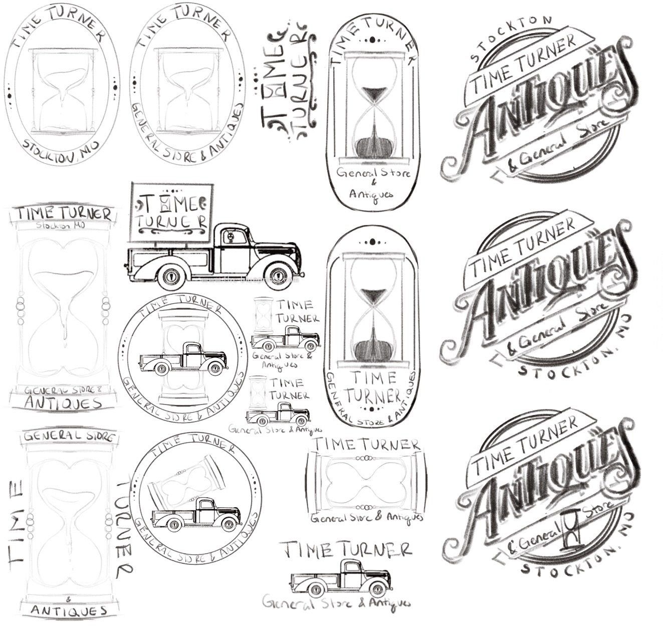 page of logo sketches